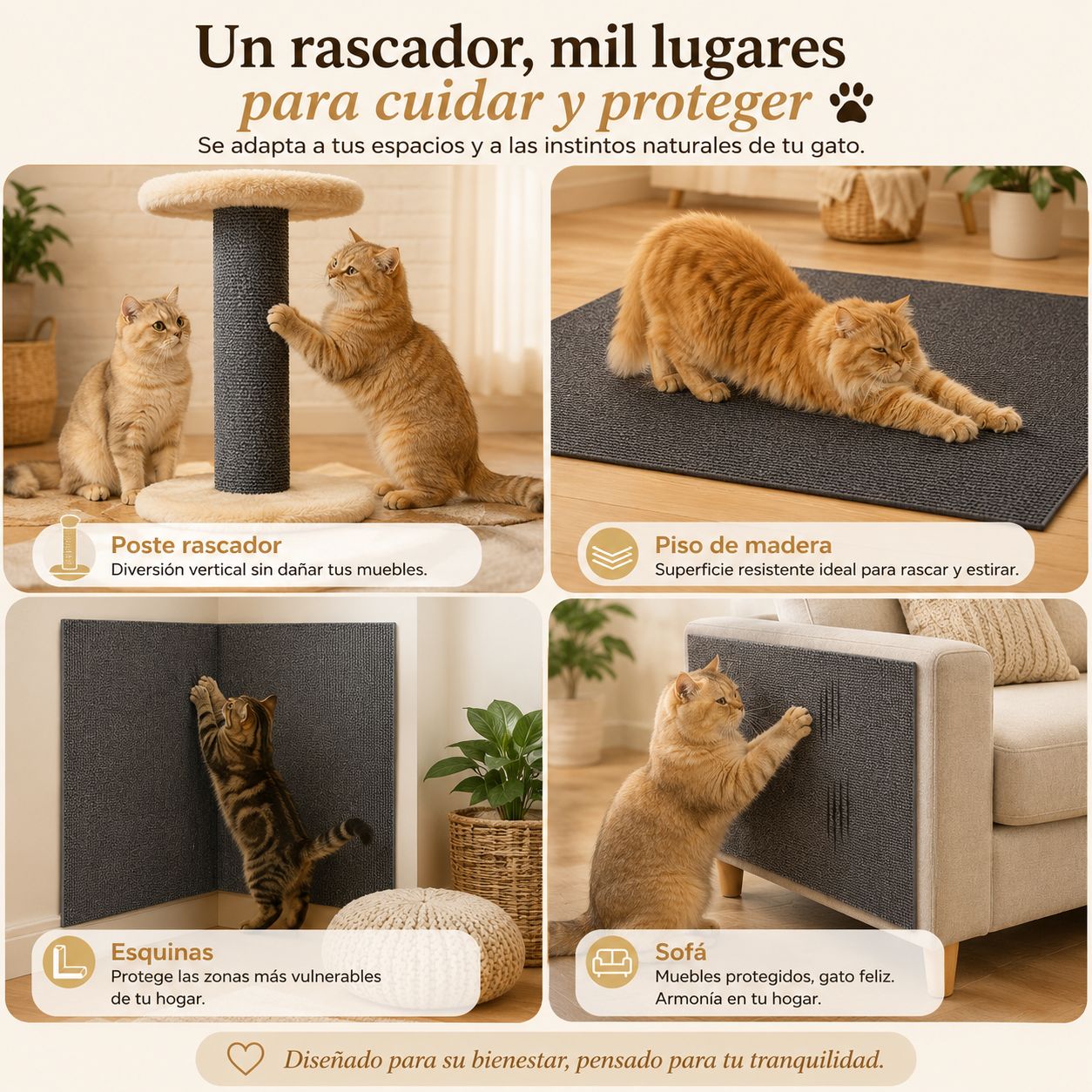 Rascador Adhesivo Premium para Gatos
