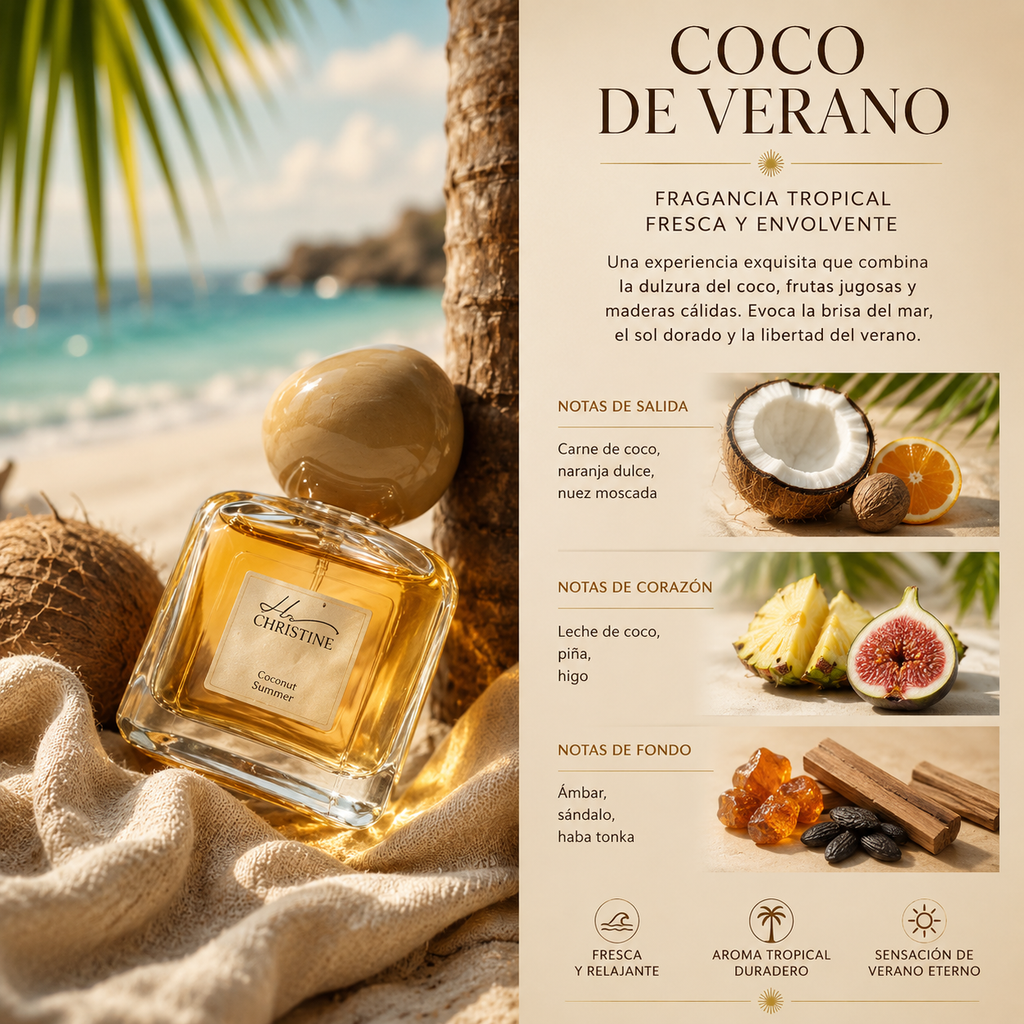 Bruma Corporal Coco Tropical Hope Christine, 50 ml– Unisex de Agua de Coco